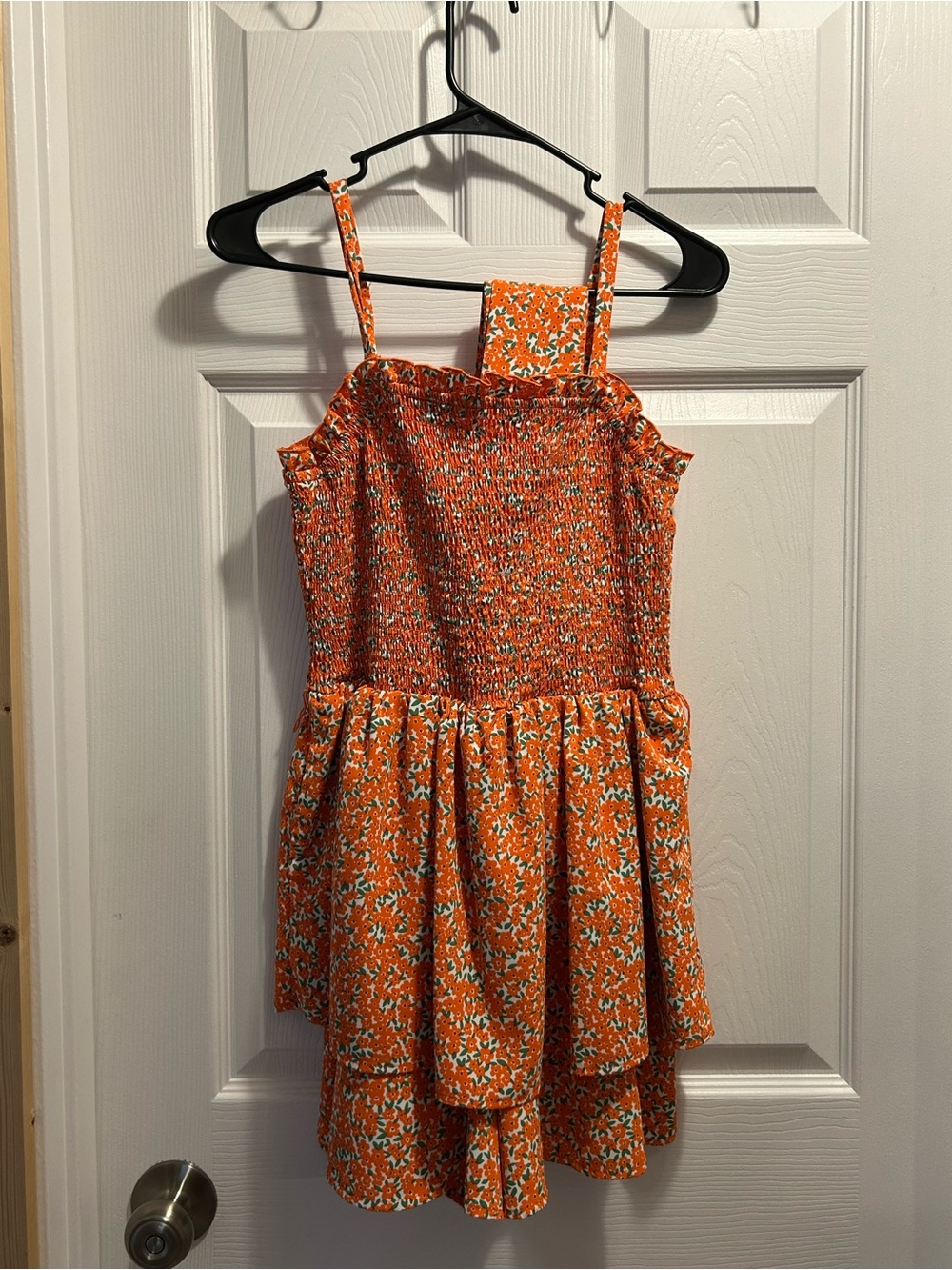 Cato Orange Floral Smocked Mini Dress